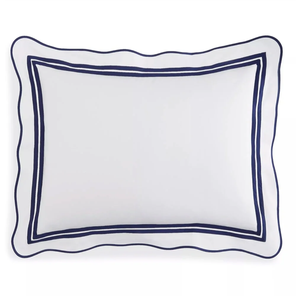 NIB $115‎ Matouk [ Boudoir Sham ] Luca 500TC Cotton in River Navy Blue